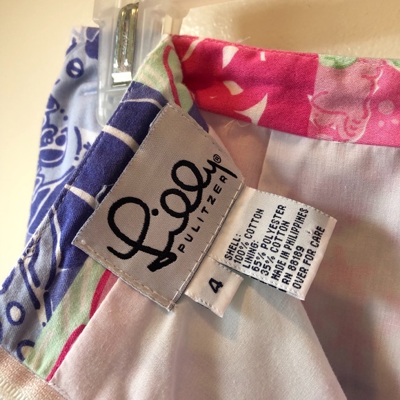 Lilly Pulitzer SkirtSize 4 Patchwork Print White Label Vintage - Picture 3 of 3